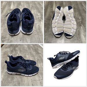 Men’s Fila Shoes 11 Memory Foam Tie Lace Closure Leather Rubber Sole Navy Blue